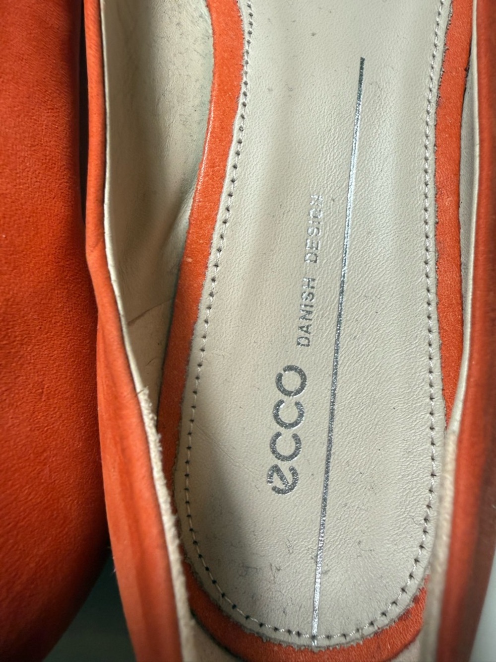 Ecco Women’s Orange Suede Ballet Flats - Picture 3 of 7